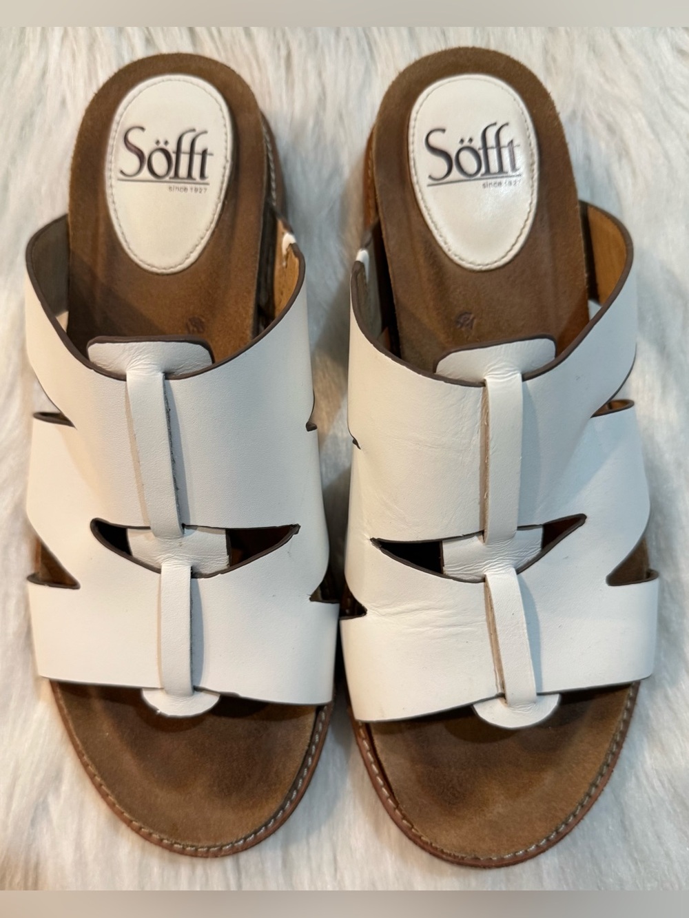 Ladies Sofft Balin Leather Slide Sandal White Size 8 EUC - Picture 3 of 12